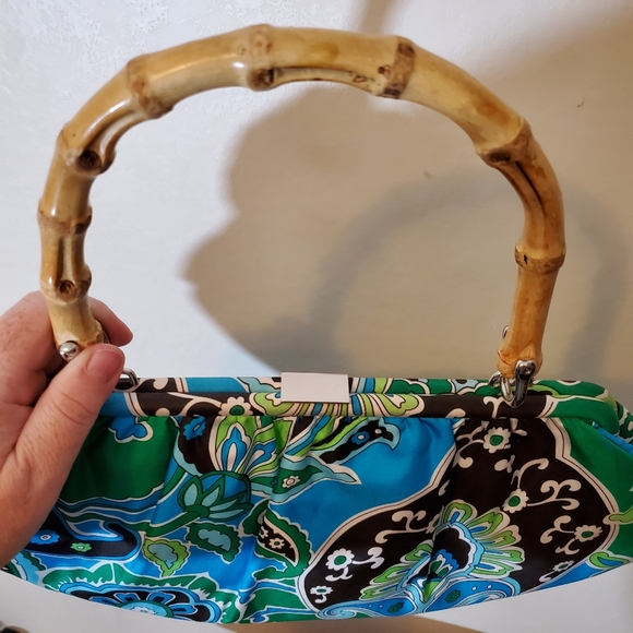 Banana Republic floral bag wood handle - Picture 4 of 6